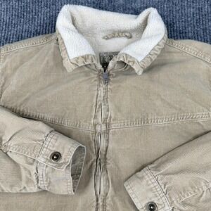 Vintage Outlooks Jacket Mens Medium Beige Sherpa Lined Boxy Corduroy Skater Y2K